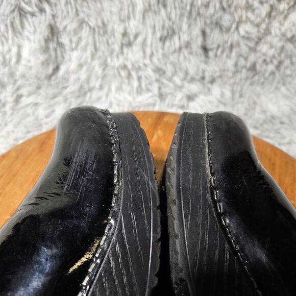 Dansko XP Womens 8/38 Professional Reflective Black Leather Slip-On Heeled Clogs - Picture 11 of 14